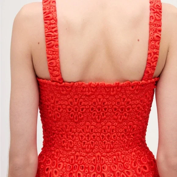 NWT Hill House The Anjuli Nap Dress Poppy Red Scallop Lace - Picture 3 of 11